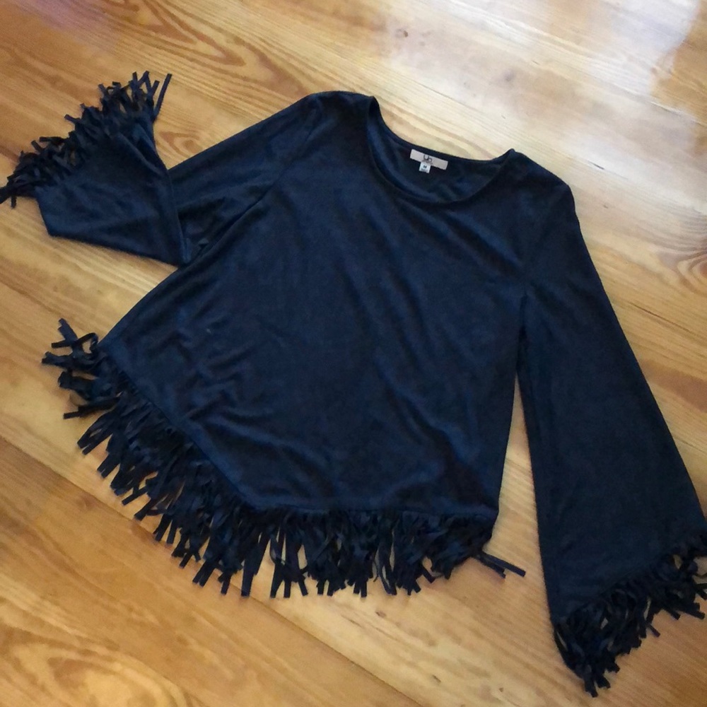 YA fringe suede top